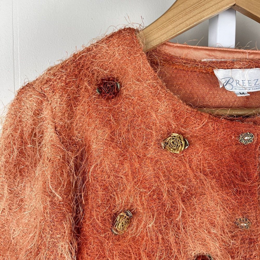 Vintage Breeze by Dorothy Schoelen Orange Rosette Cardigan & Shell Set Medium - Picture 3 of 9